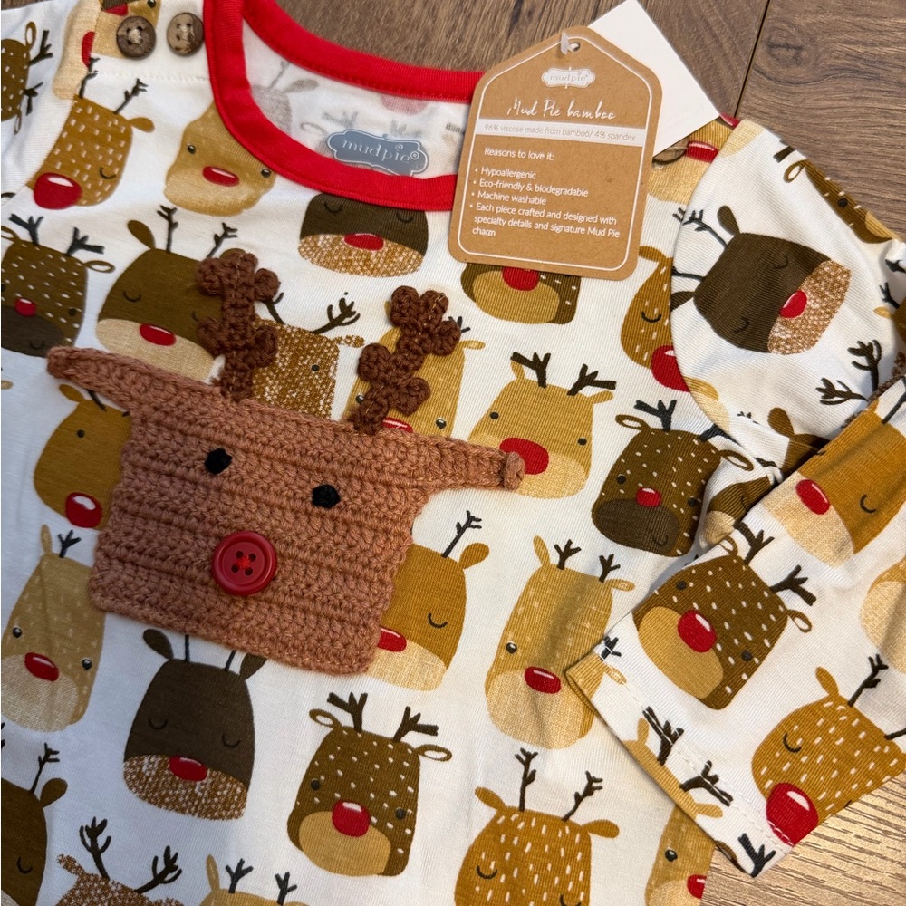 Crochet Reindeer Bamboo Sleeper by Mudpie - Picture 4 of 5